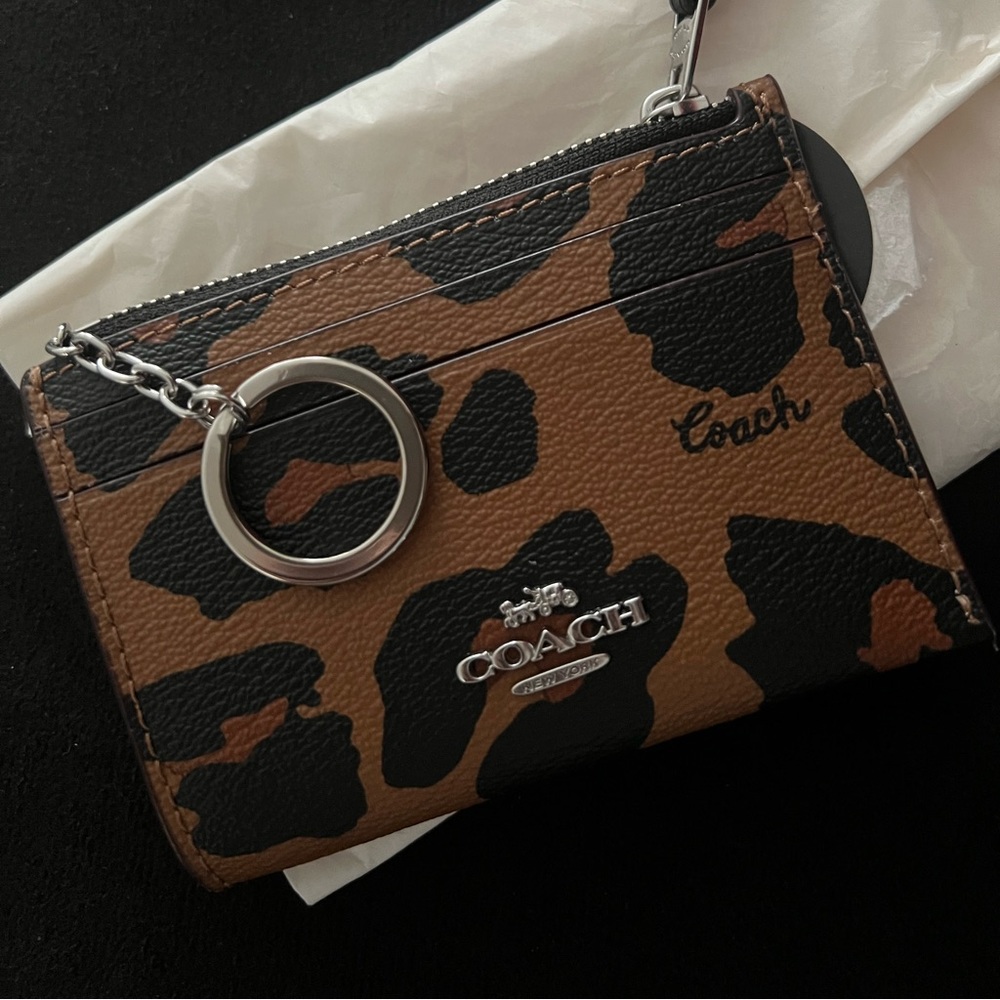 COACH Mini Skinny ID Wallet Leopard